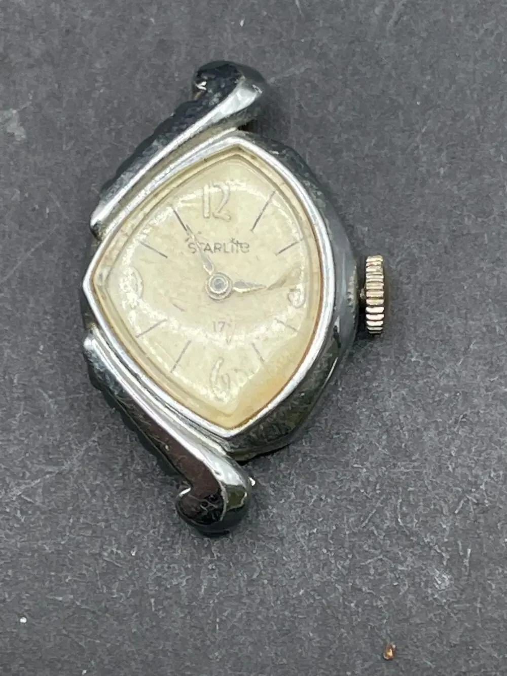Vintage Starlite Women's Watch Silver Tone 16mm 17 Jewels Manual Wind No Band